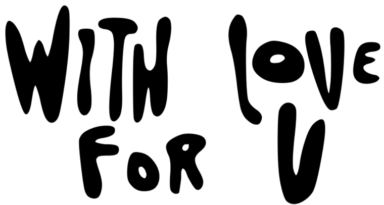 Ilustración tipo firma con el texto "With love for U", marca Cocco Swim.